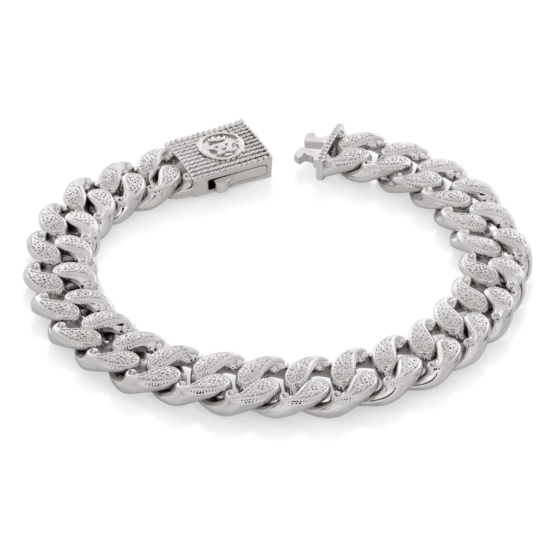 12mm Filigree Miami Cuban Link Bracelet in Gold Plated / White Gold / 8" by King Ice
