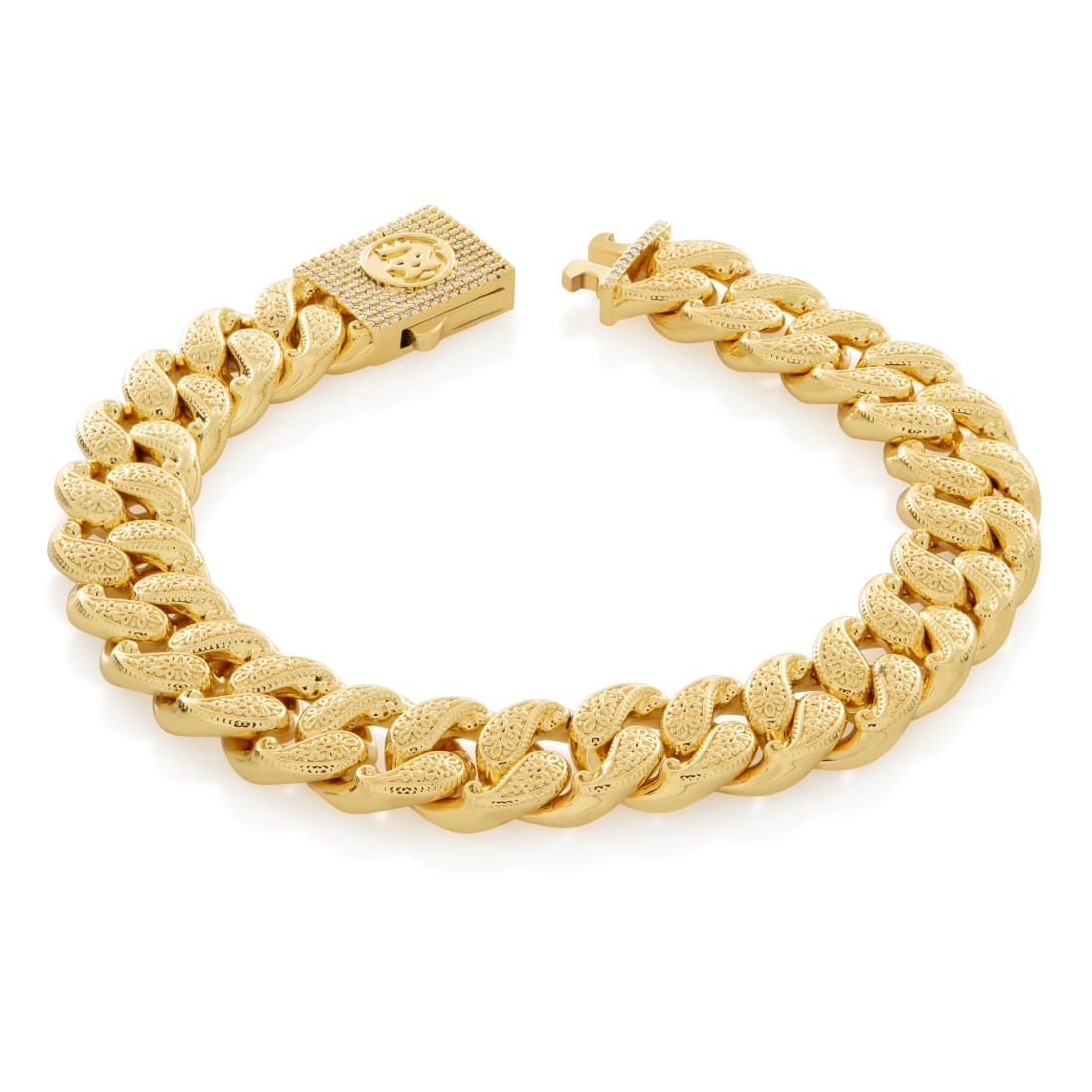 12mm Filigree Miami Cuban Link Bracelet in by King Ice