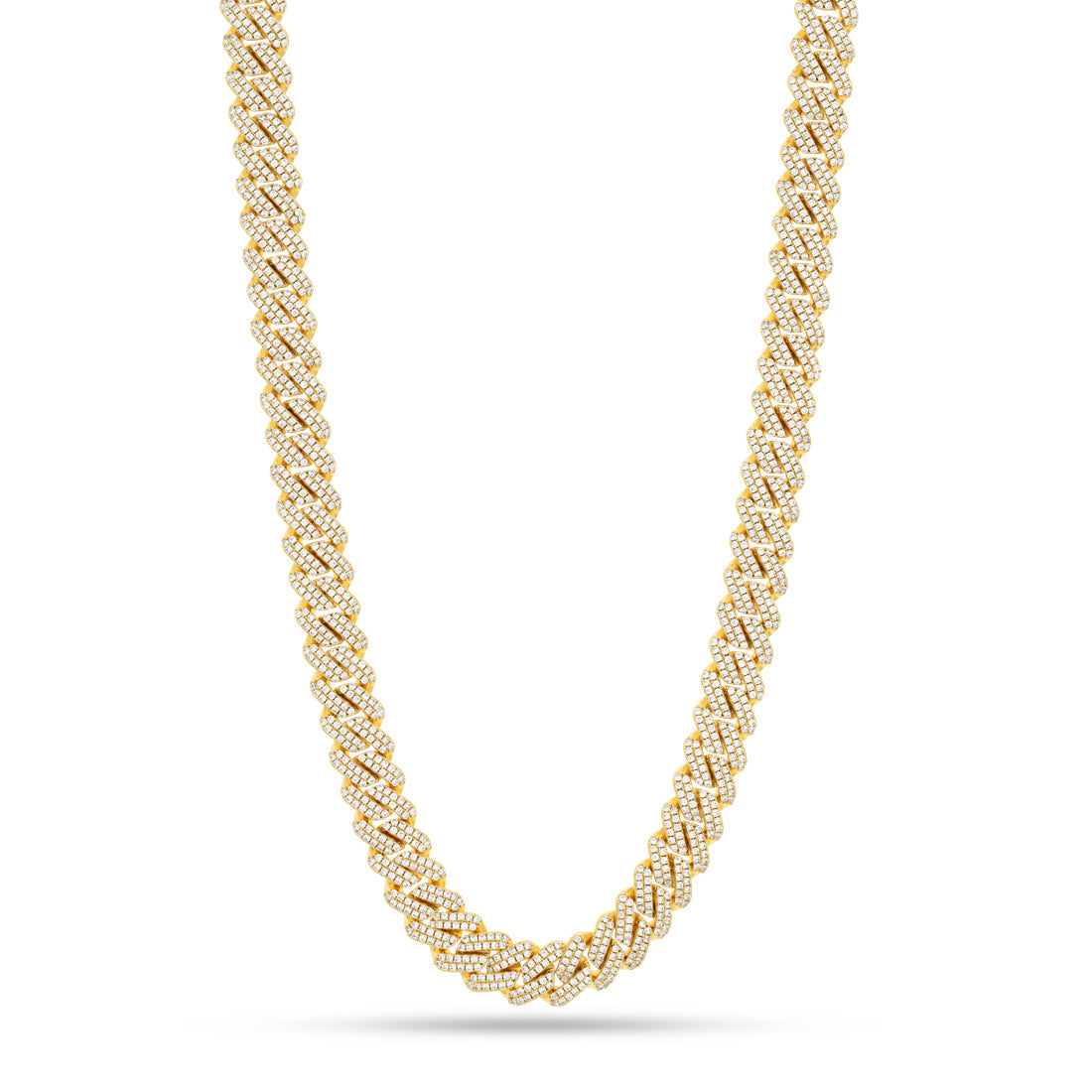 Gold Plated / 14K Gold / 18" 12mm Iced Diamond Cut Miami Cuban Link Chain