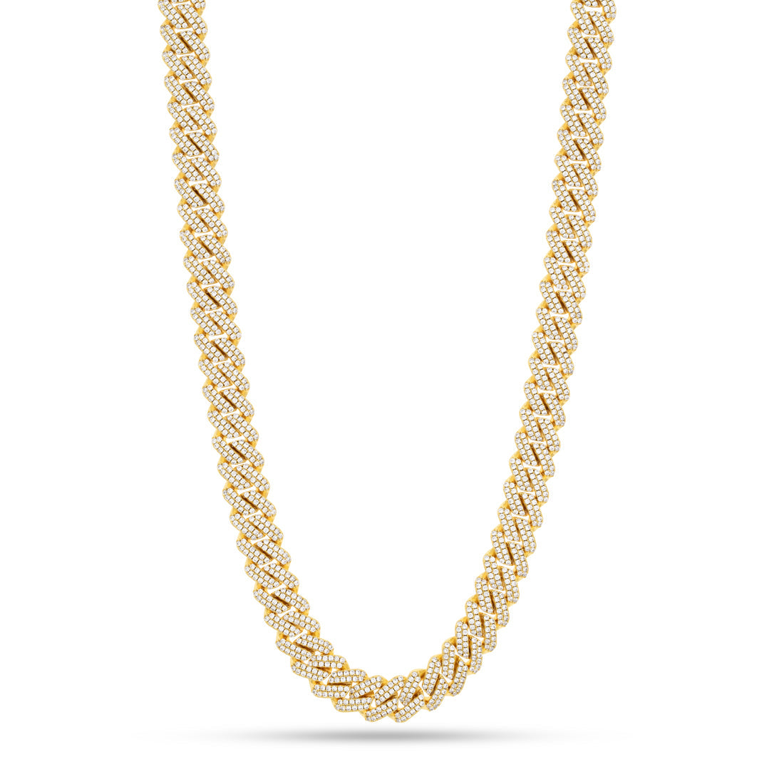 12mm Iced Diamond Cut Miami Cuban Link Chain in Gold Plated / 14K Gold / 18" by King Ice