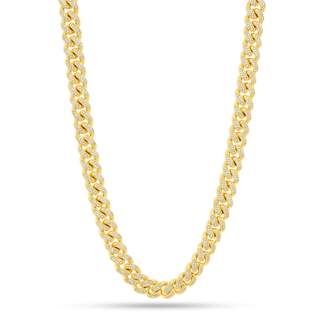 12mm Iced Miami Cuban Link Chain in Gold Plated / 14K Gold / 18" by King Ice