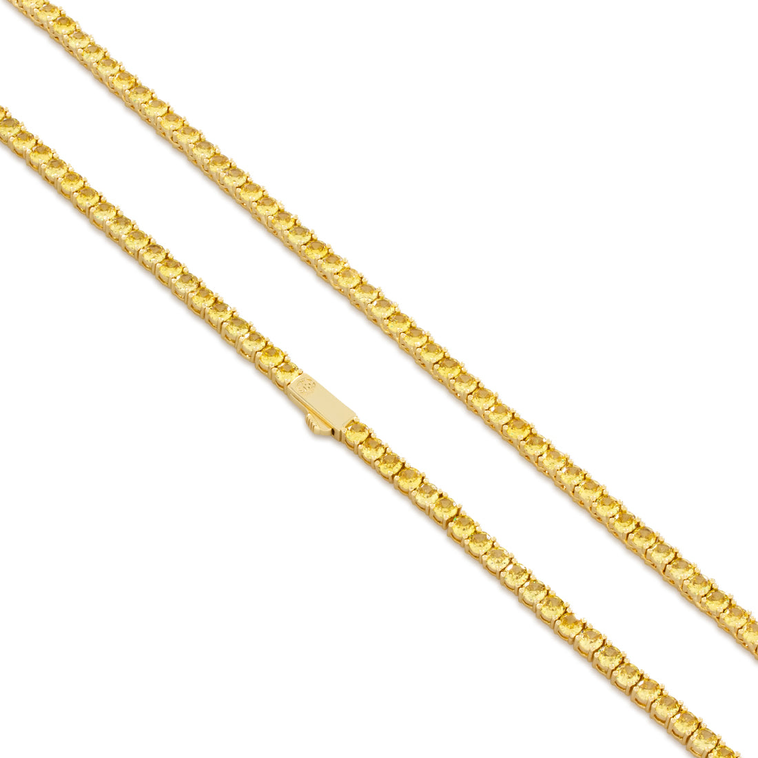 4mm Citrine Tennis Chain in Gold Plated / 14K Gold / 22" by King Ice