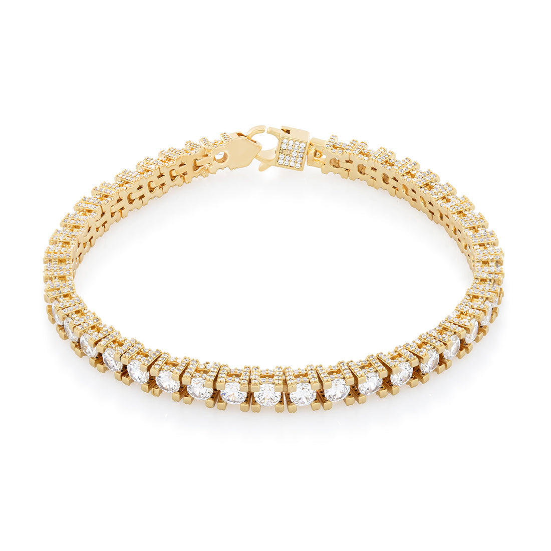 4mm Icy Tennis Bracelet in Gold Plated / 14K Gold / 8" by King Ice