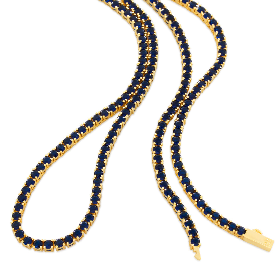 4mm Sapphire Tennis Chain in Gold Plated / 14K Gold / 22" by King Ice