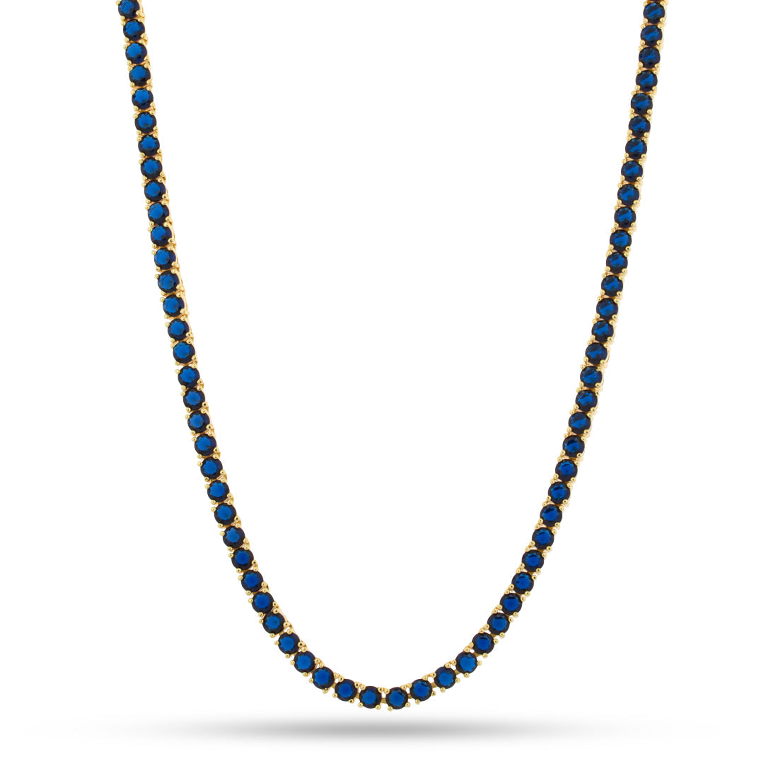 4mm Sapphire Tennis Chain in Gold Plated / 14K Gold / 22" by King Ice