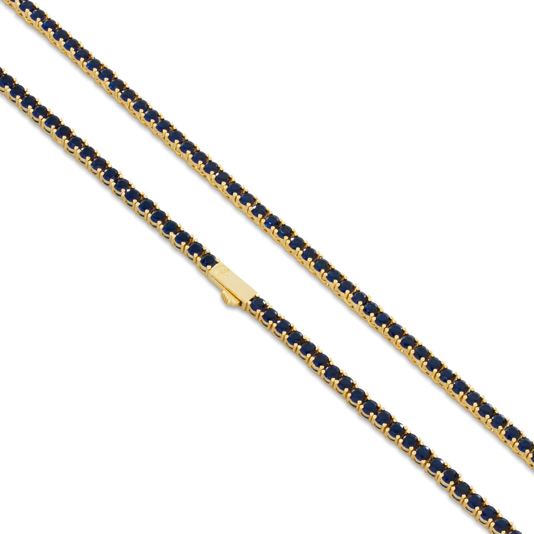 4mm Sapphire Tennis Chain in Gold Plated / 14K Gold / 22" by King Ice