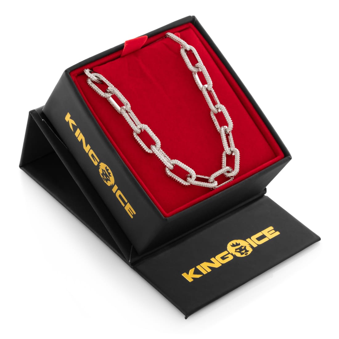 5mm Iced Cable Link Chain in Gold Plated / White Gold / 22" by King Ice