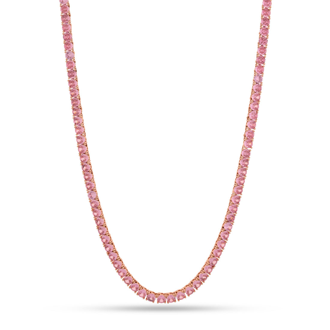 5mm Pink Tennis Chain in Gold Plated / Rose Gold / 18" by King Ice