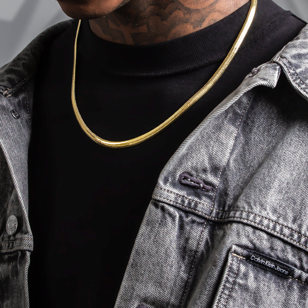 5mm Thick Herringbone Chain in by King Ice