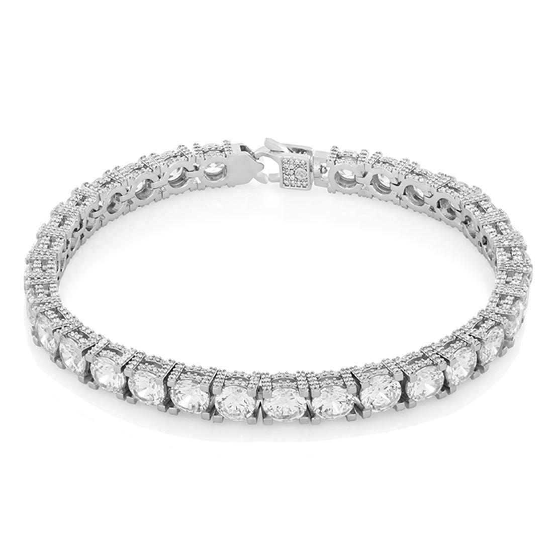 6mm Icy Tennis Bracelet in Gold Plated / White Gold / 8" by King Ice