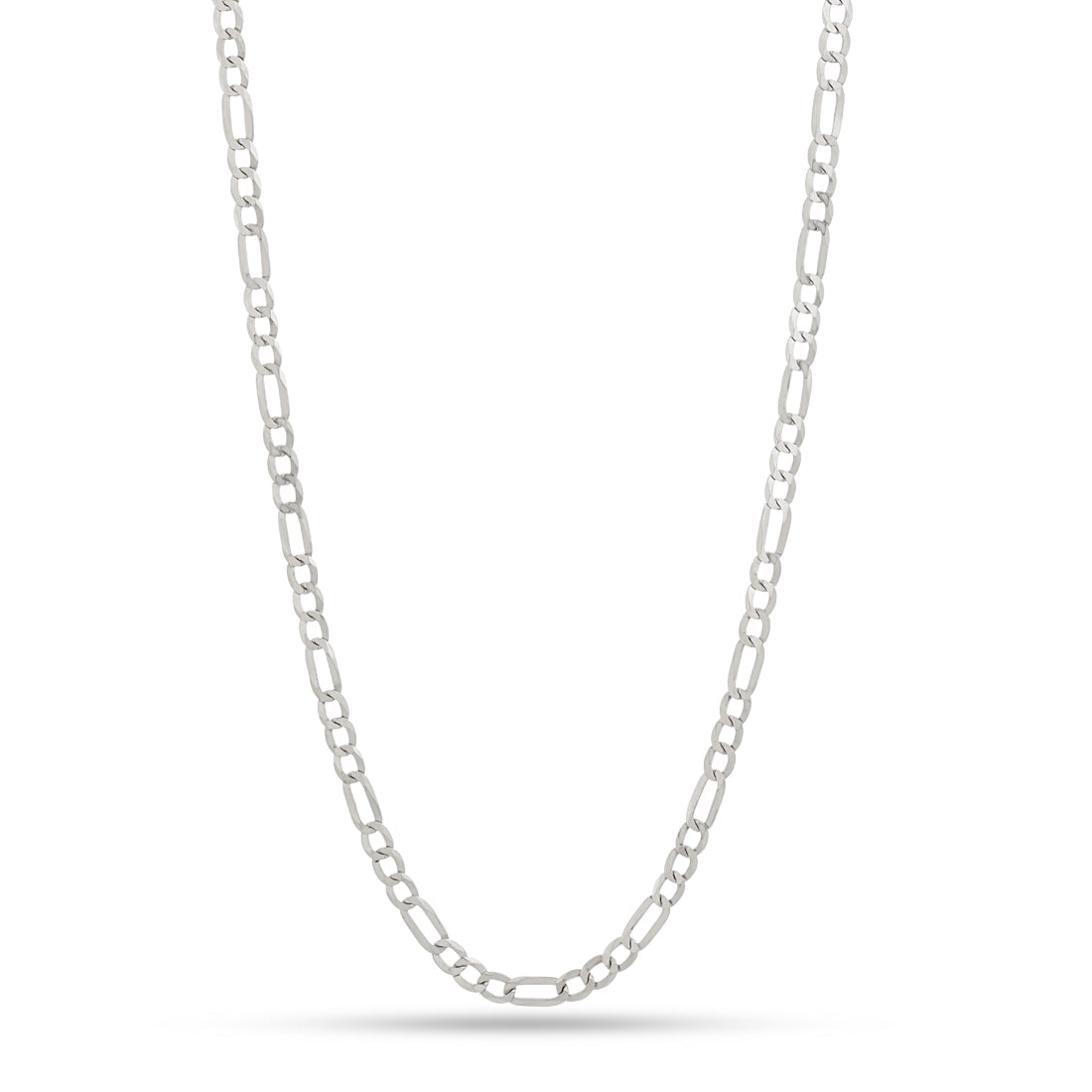 8mm Figaro Chain in Sterling Silver / White Gold / 20" by King Ice