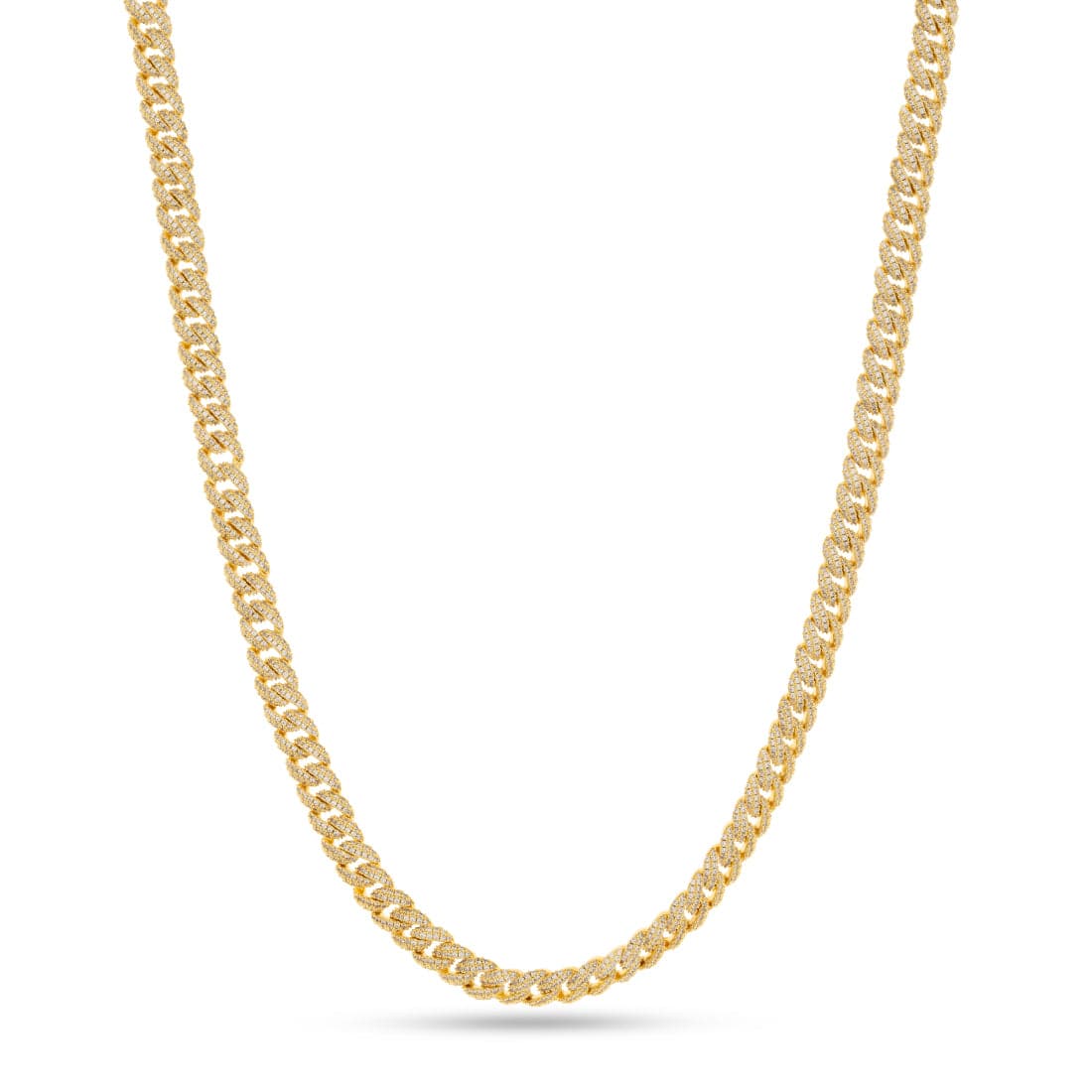 8mm Iced Diamond Cut Miami Cuban Link Chain in Gold Plated / 14K Gold / 18" by King Ice