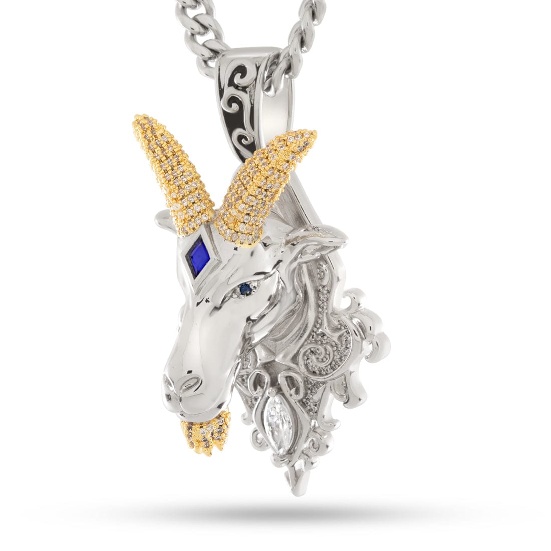 Ajna G.O.A.T. Necklace in White Gold / 2.3" by King Ice
