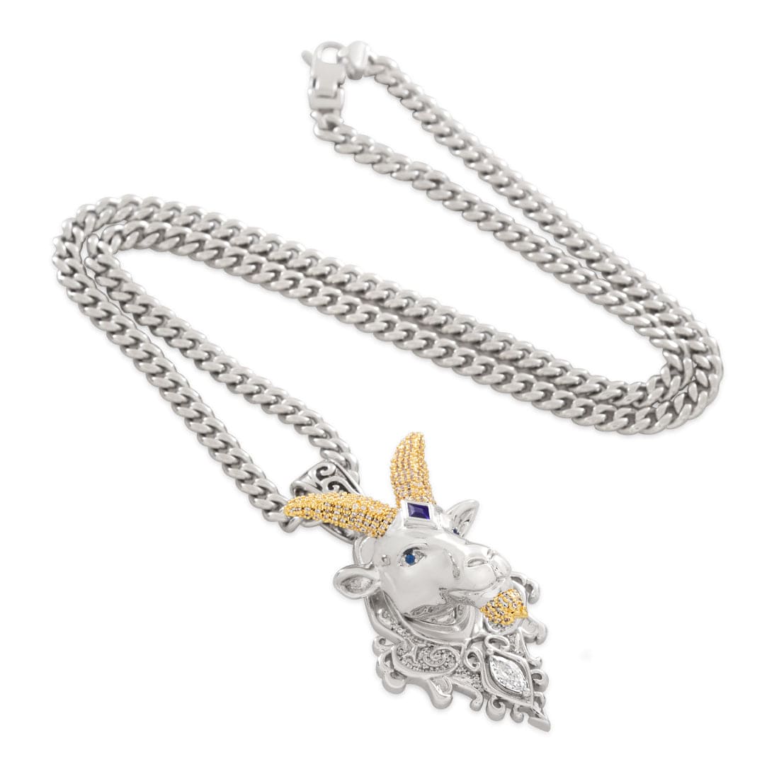Ajna G.O.A.T. Necklace in White Gold / 2.3" by King Ice