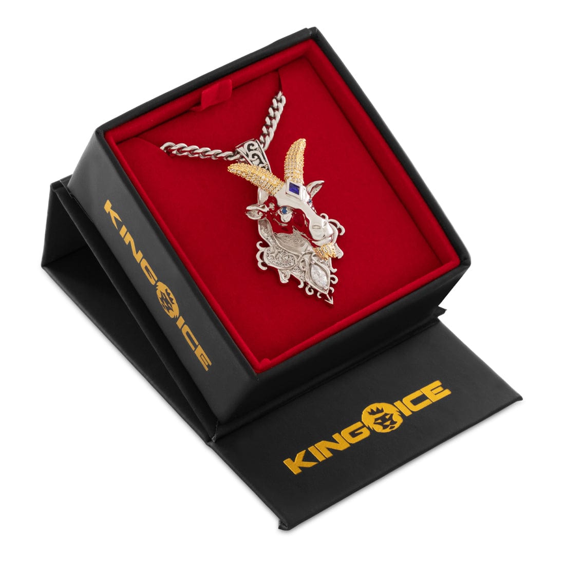 Ajna G.O.A.T. Necklace in White Gold / 2.3" by King Ice