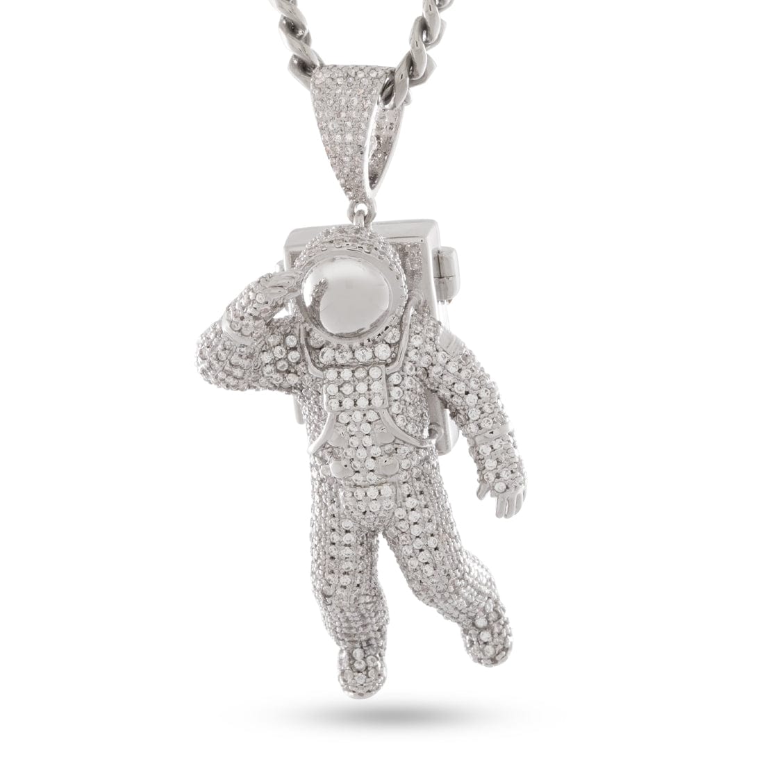 Astronaut Necklace  in  White Gold / 1.5" Mens Necklaces