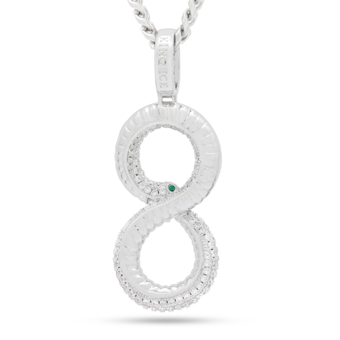 Black Mamba Ouroboros Necklace in White Gold / 2.5" by King Ice