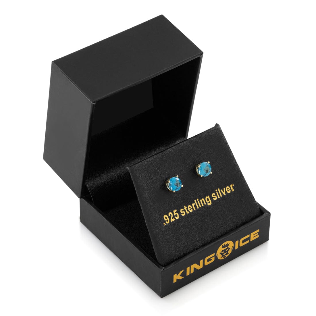 Blue Brilliant-Cut Stud Earrings in by King Ice