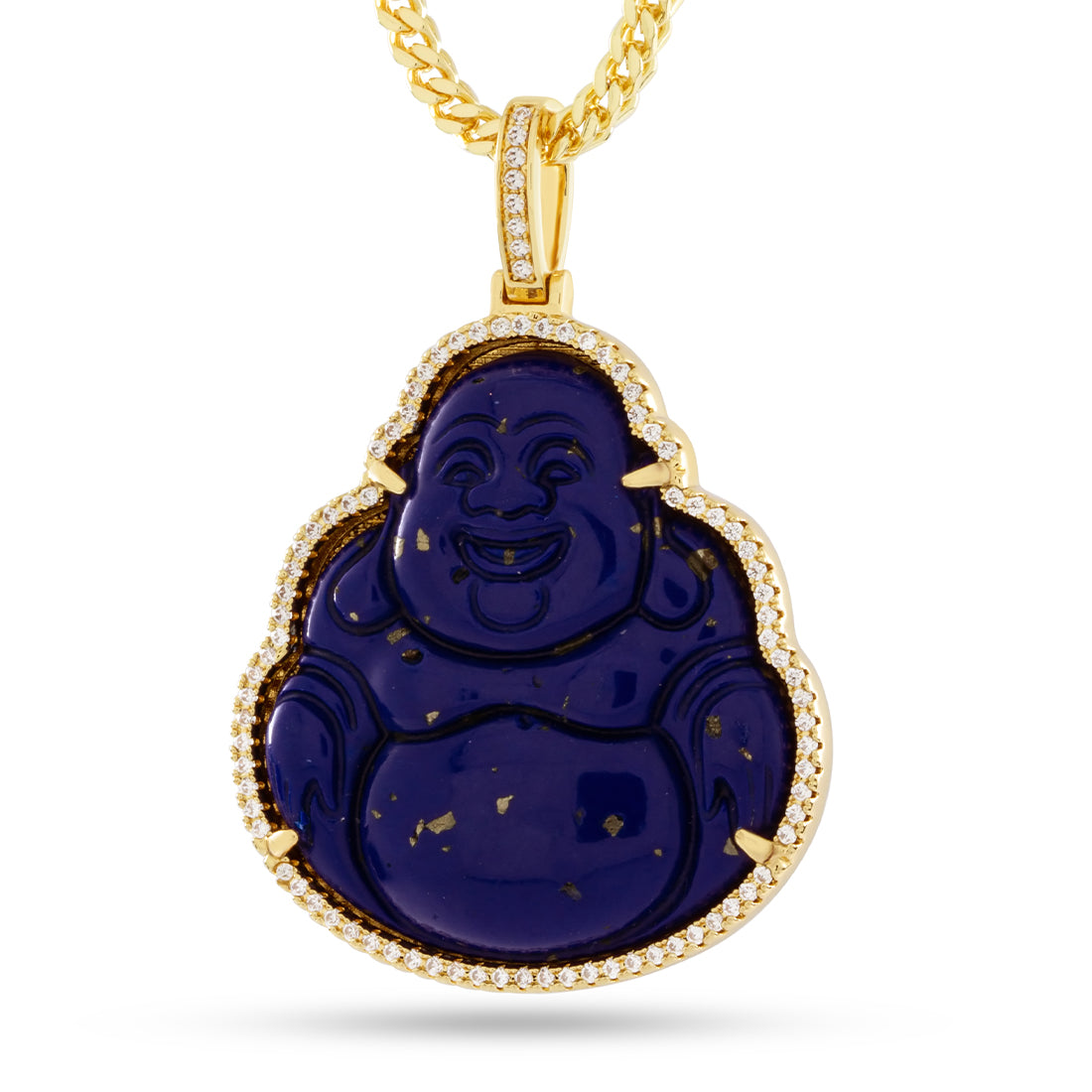 Blue Lapis Buddha Necklace in 14K Gold / 1.4" by King Ice