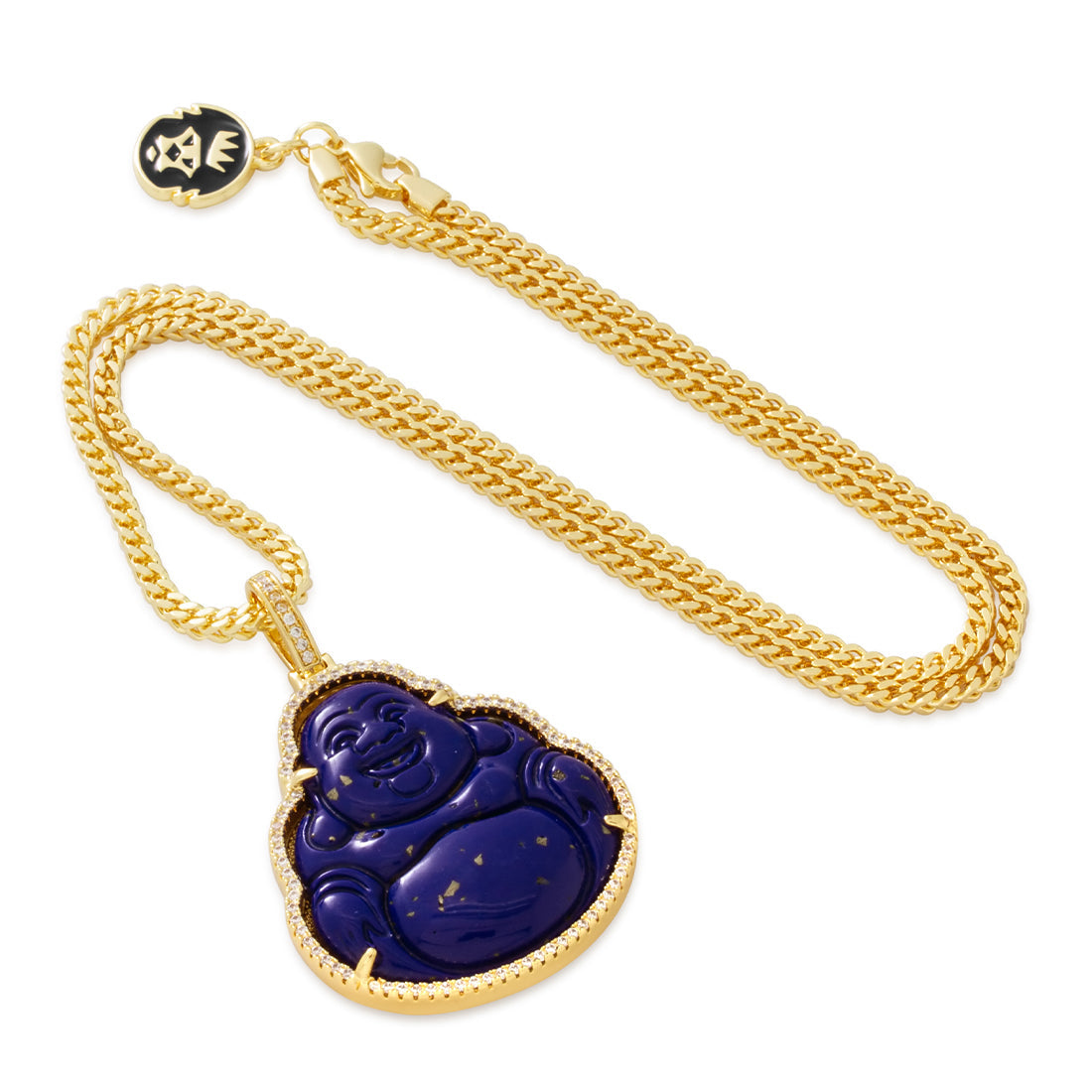 14K Gold / 1.4" Blue Lapis Buddha Necklace