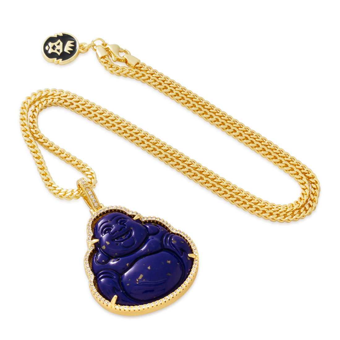 Blue Lapis Buddha Necklace in 14K Gold / 1.4" by King Ice