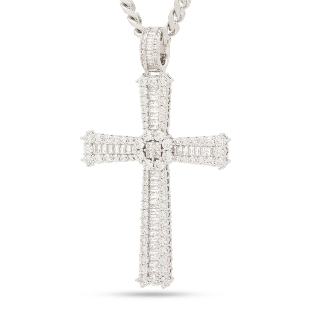 Celtic Cross Necklace in White Gold / 2.7" by King Ice