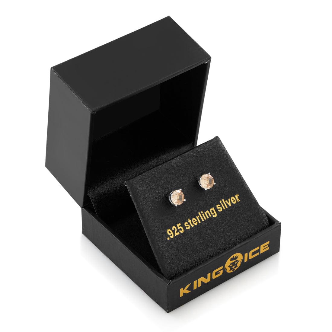 Champagne Brilliant-Cut Stud Earrings in by King Ice