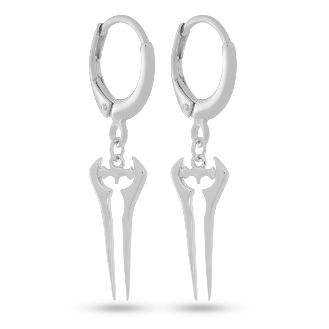 Halo x King Ice - Energy Sword Hanging Earrings in Sterling Silver / White Gold / 1.4" by King Ice