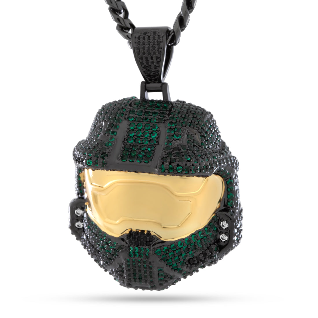Halo x King Ice - Mark VI Helmet Necklace in Black Gold / 2.2" by King Ice