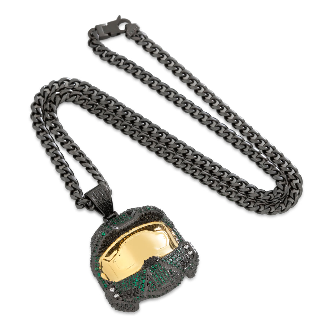 Halo x King Ice - Mark VI Helmet Necklace in Black Gold / 2.2" by King Ice