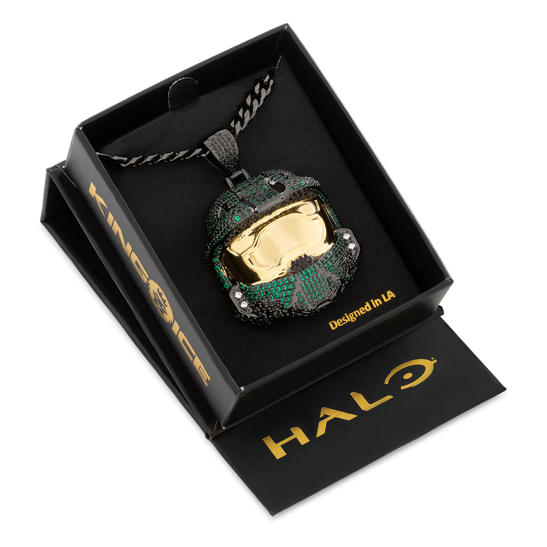 Halo x King Ice - Mark VI Helmet Necklace in Black Gold / 2.2" by King Ice