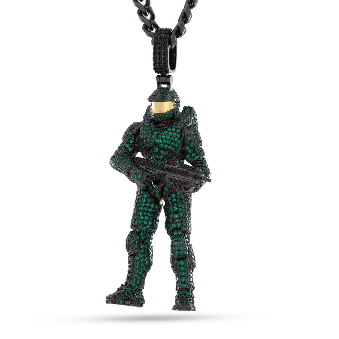 Halo x King Ice - Mark VI Master Chief Necklace in Black Gold / 2.8" by King Ice