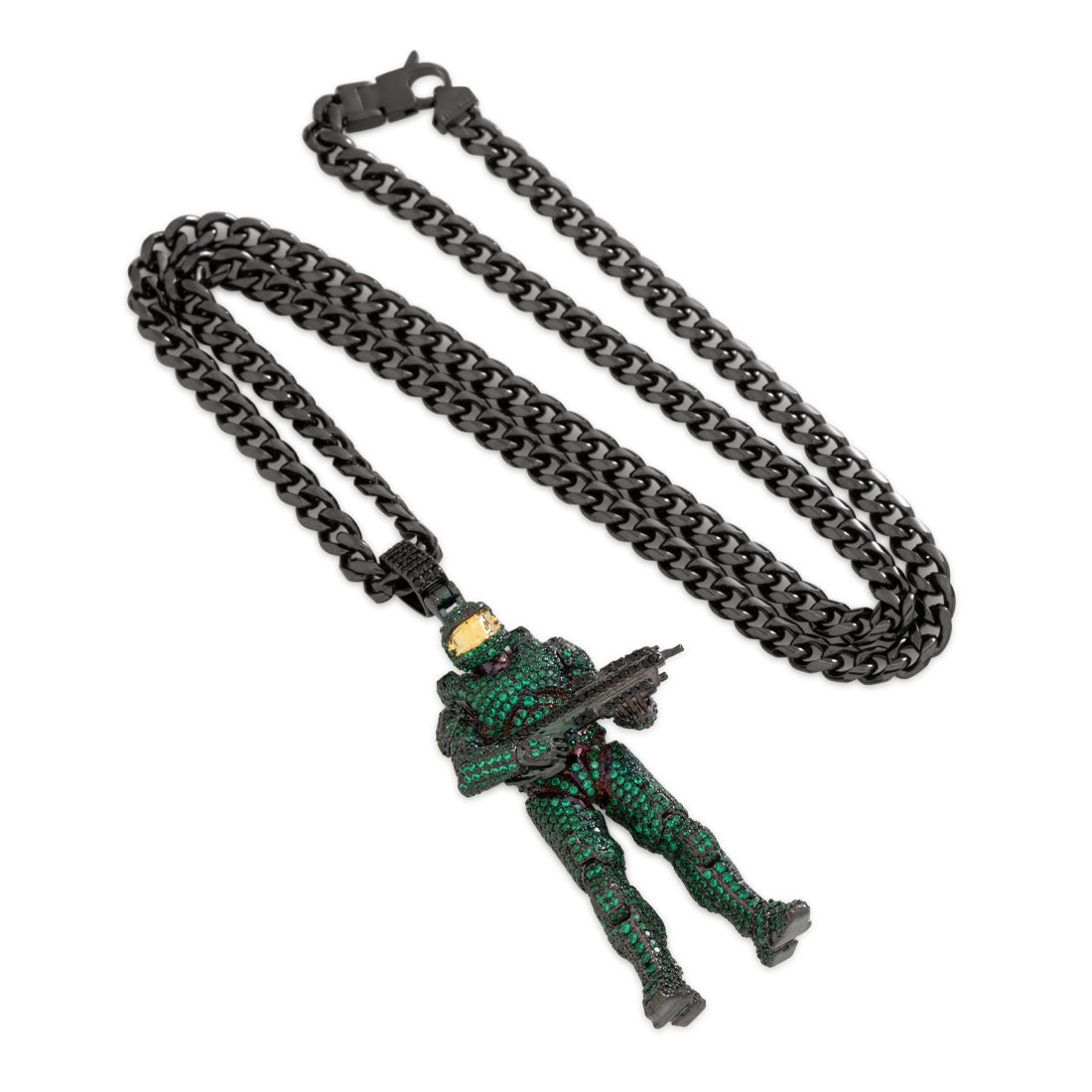 Halo x King Ice - Mark VI Master Chief Necklace in Black Gold / 2.8" by King Ice