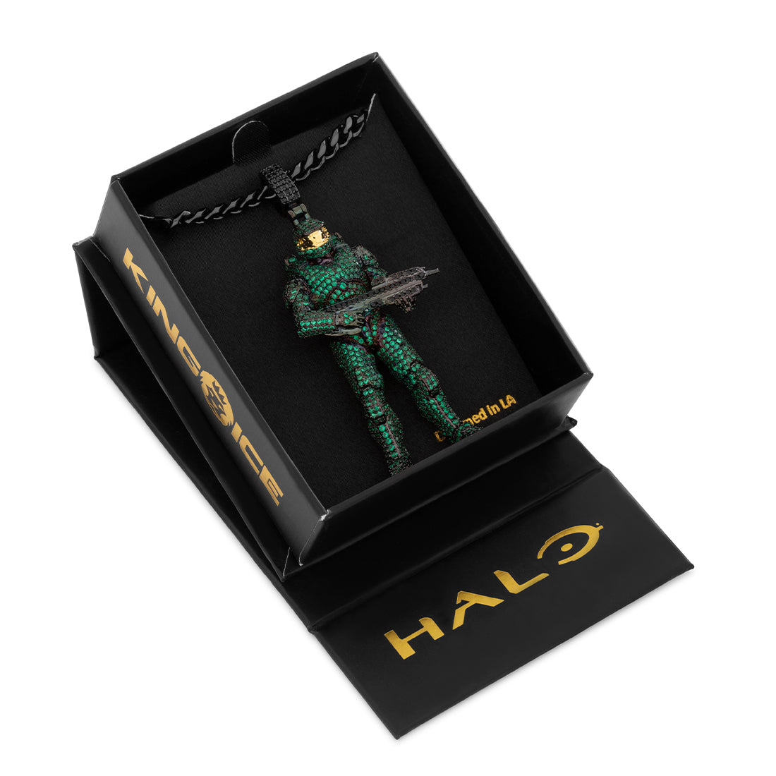 Halo x King Ice - Mark VI Master Chief Necklace in Black Gold / 2.8" by King Ice
