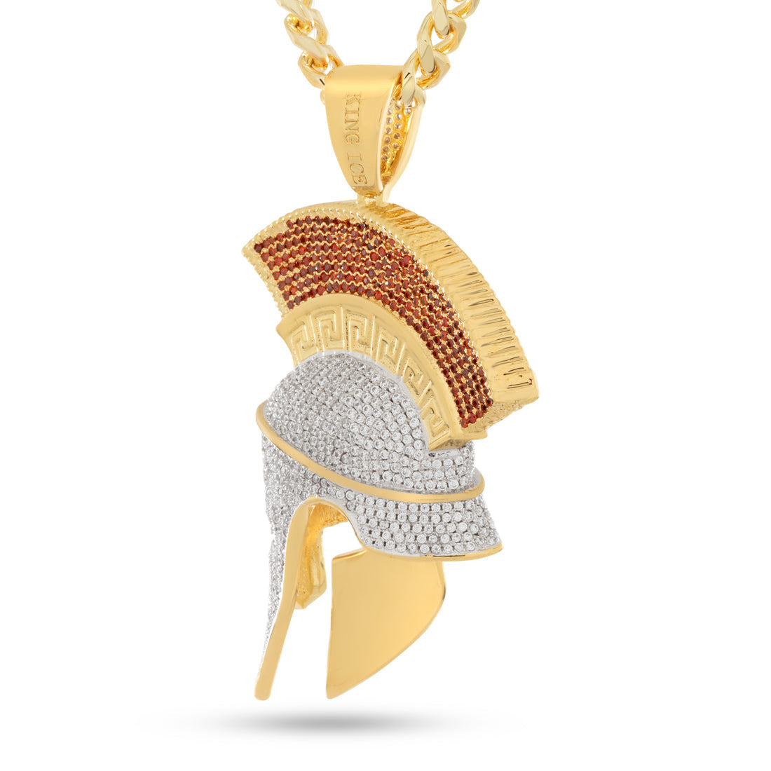Corinthian Helmet Necklace in 14K/White Gold / 2.5" by King Ice