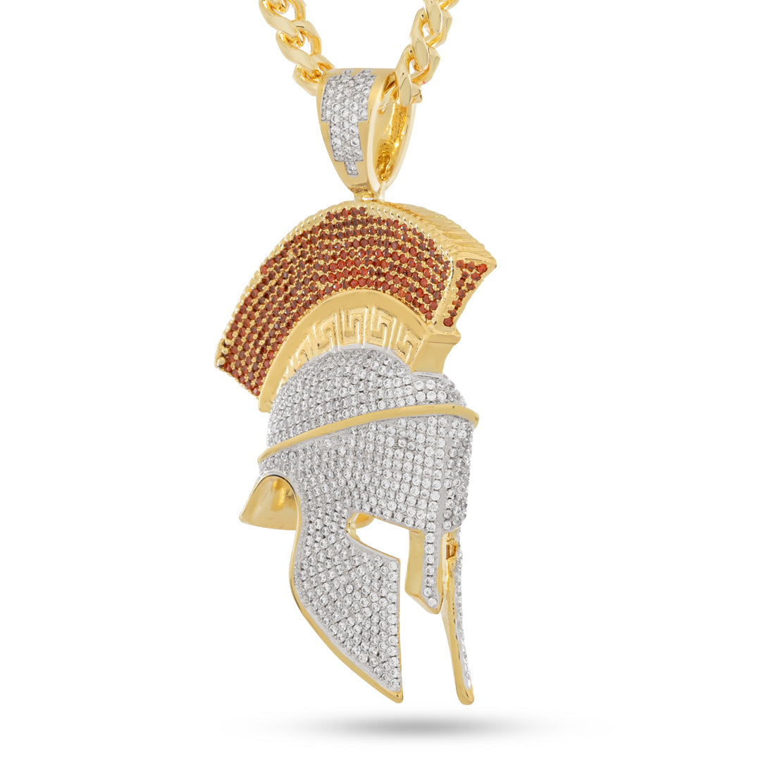 Corinthian Helmet Necklace in 14K/White Gold / 2.5" by King Ice