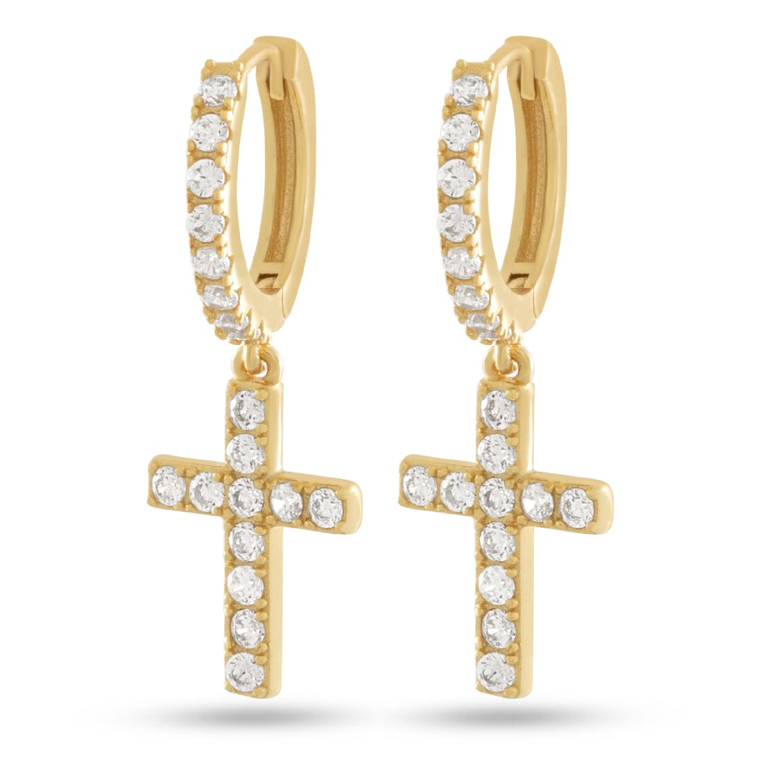 Cross of Centrality Earrings in 14K Gold / 1.1" by King Ice