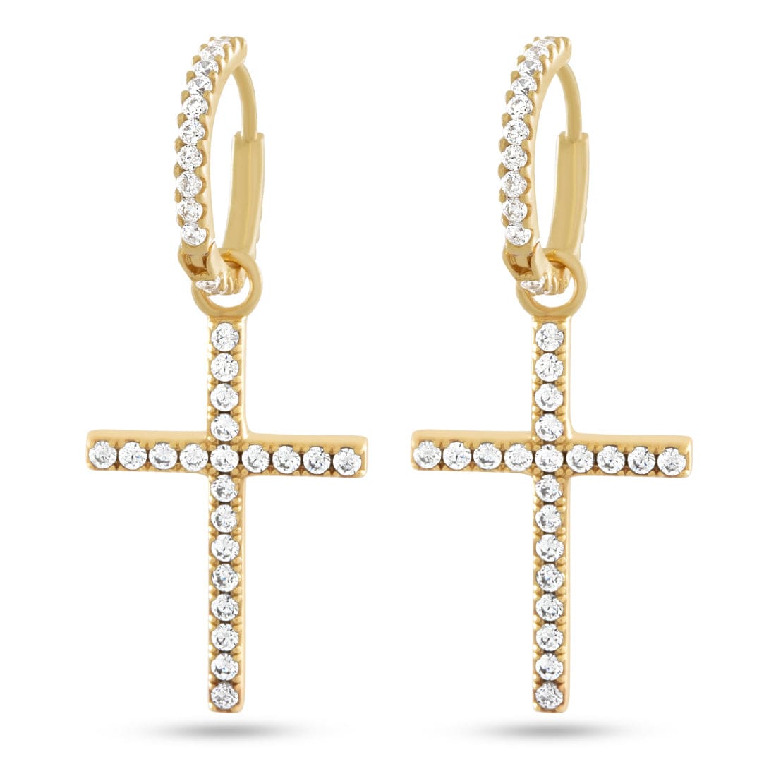Cross of Centrality Earrings in 14K Gold / 1.6" by King Ice
