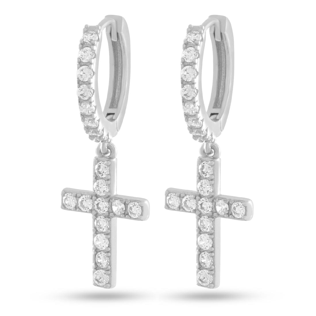 Cross of Centrality Earrings in White Gold / 1.1" by King Ice