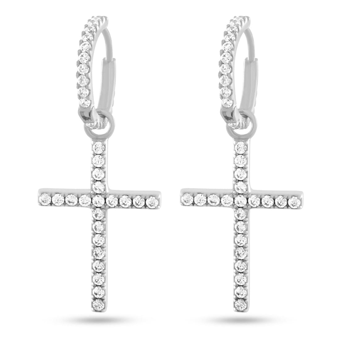 Cross of Centrality Earrings in White Gold / 1.6" by King Ice