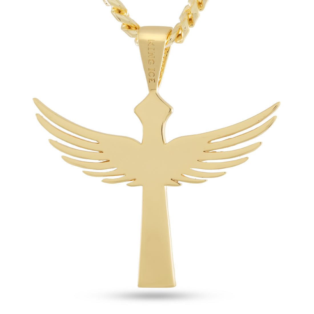 Cross of Heaven and Earth Necklace in 14K Gold / 2.9" by King Ice