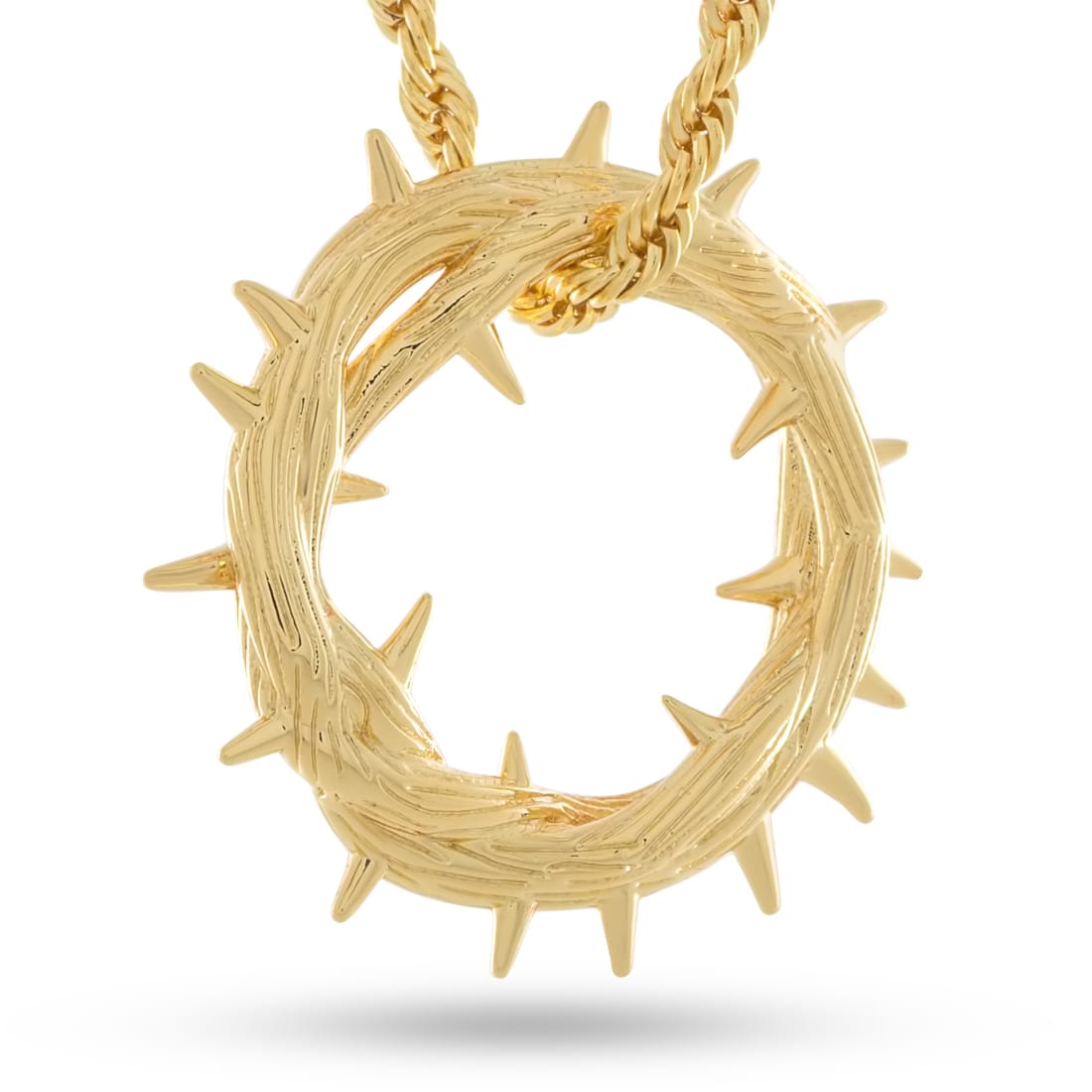 Crown of Thorns Necklace in 1.4” / 14K Gold by King Ice