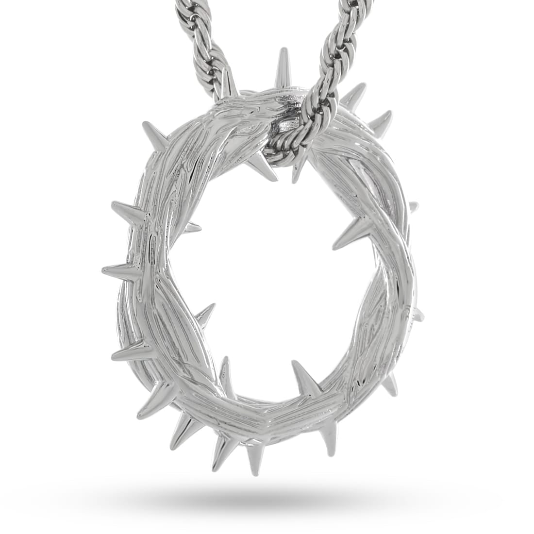 Crown of Thorns Necklace in 1.4” / White Gold by King Ice