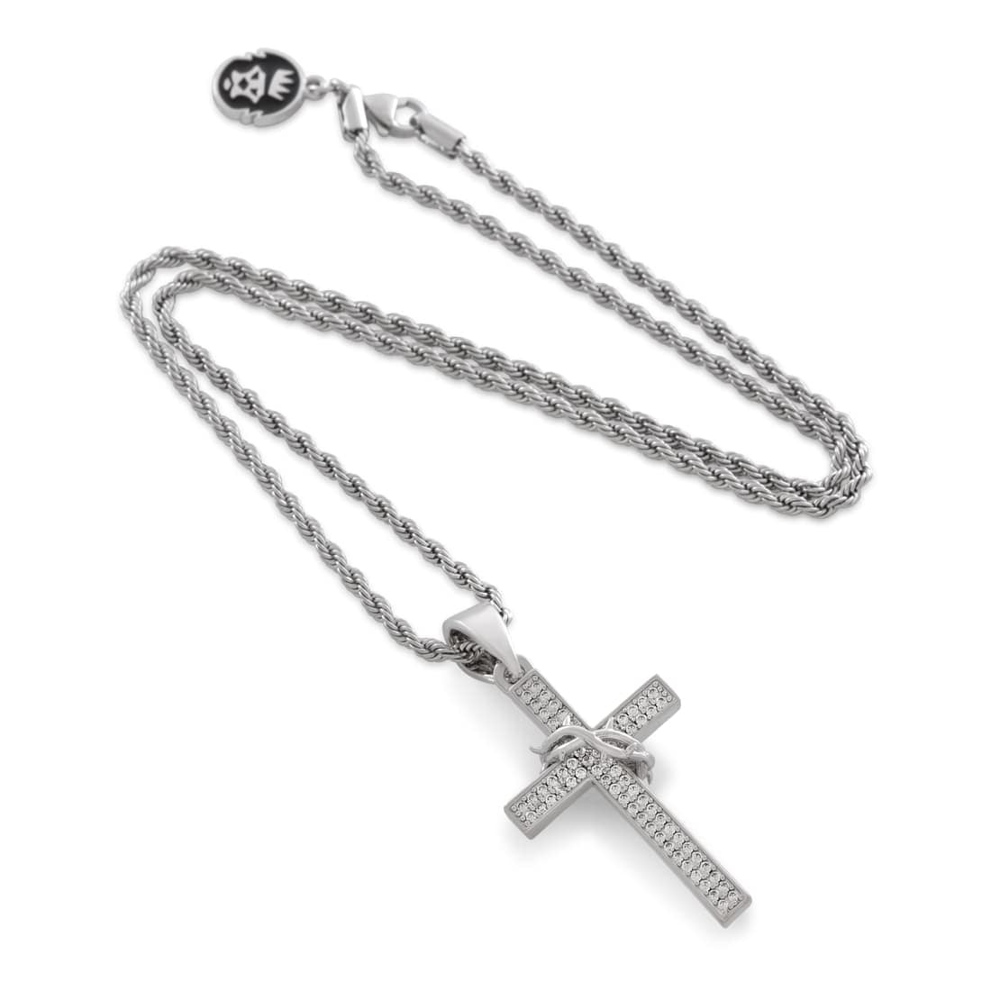 Crown of Thorns Wrapped Cross Necklace in by King Ice