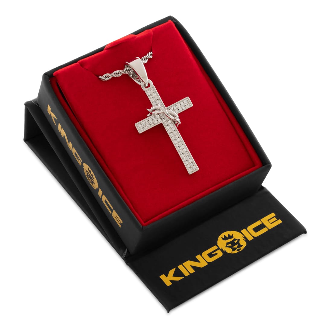 Crown of Thorns Wrapped Cross Necklace in by King Ice