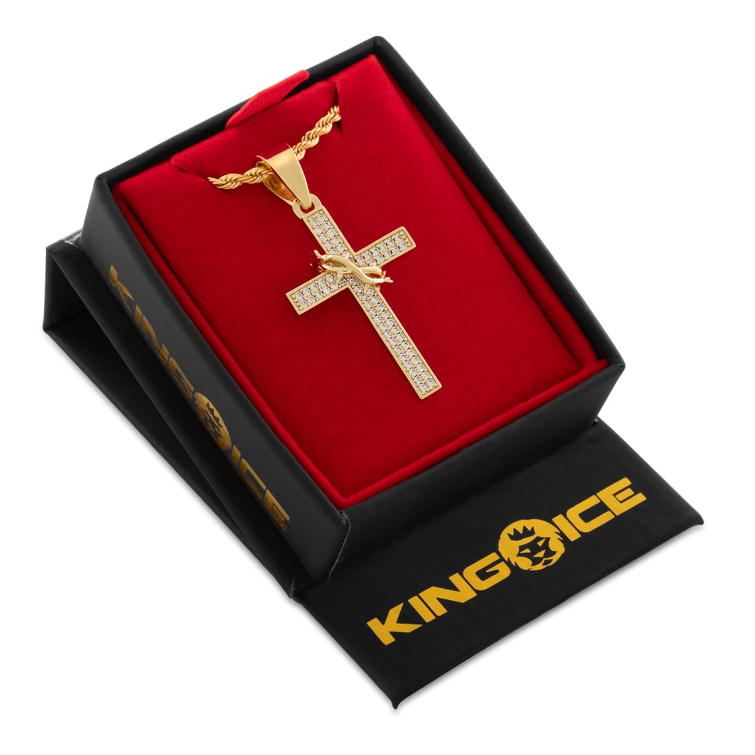 Crown of Thorns Wrapped Cross Necklace in by King Ice