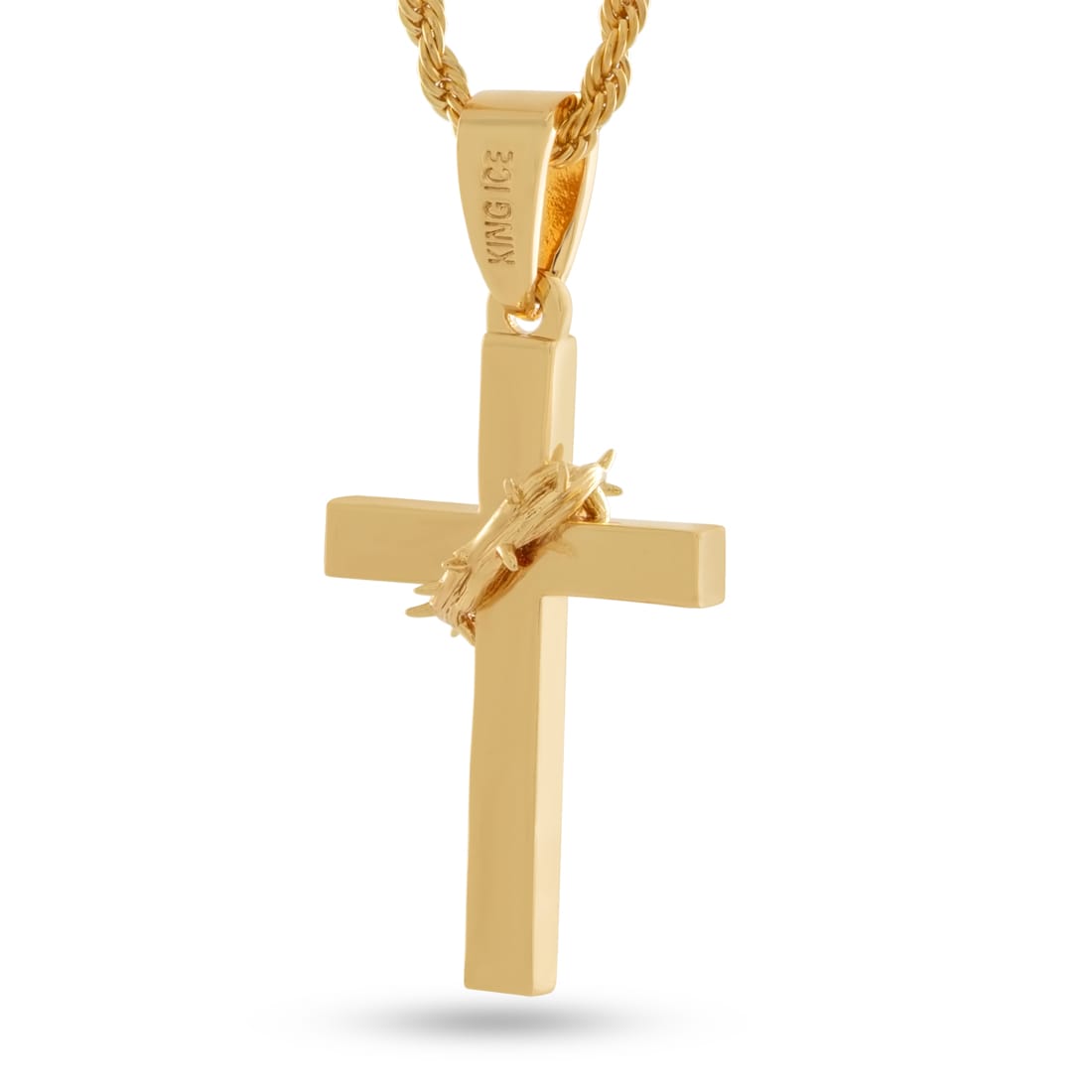Crown of Thorns Wrapped Cross Necklace in by King Ice