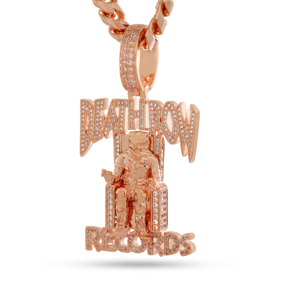 Gold Plated / Rose Gold / 2.3" Death Row Records x King Ice - LE Rose Gold Iced Logo Necklace