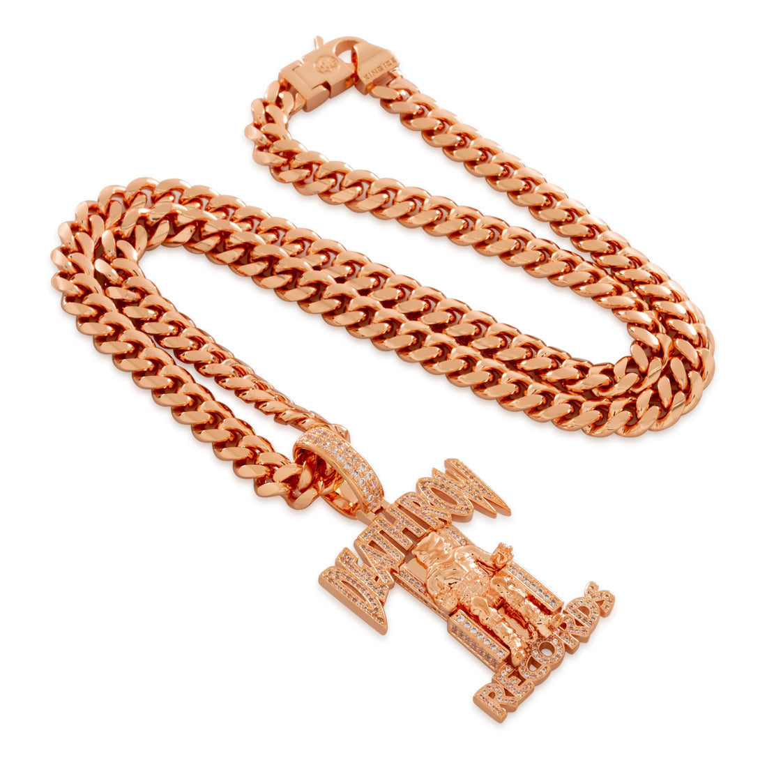 Death Row Records x King Ice - LE Rose Gold Iced Logo Necklace