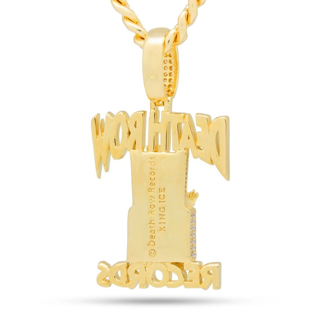 Death Row Records x King Ice - Solid Gold Iced Logo Necklace in Solid Gold / 14K Gold / 2.3" by King Ice